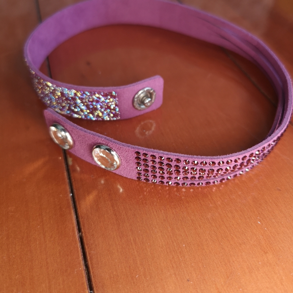 Swarovski Crystal Slake Purple Duo Bracelet/choker 15.5" Long Soft & Adjustable - Picture 7 of 7